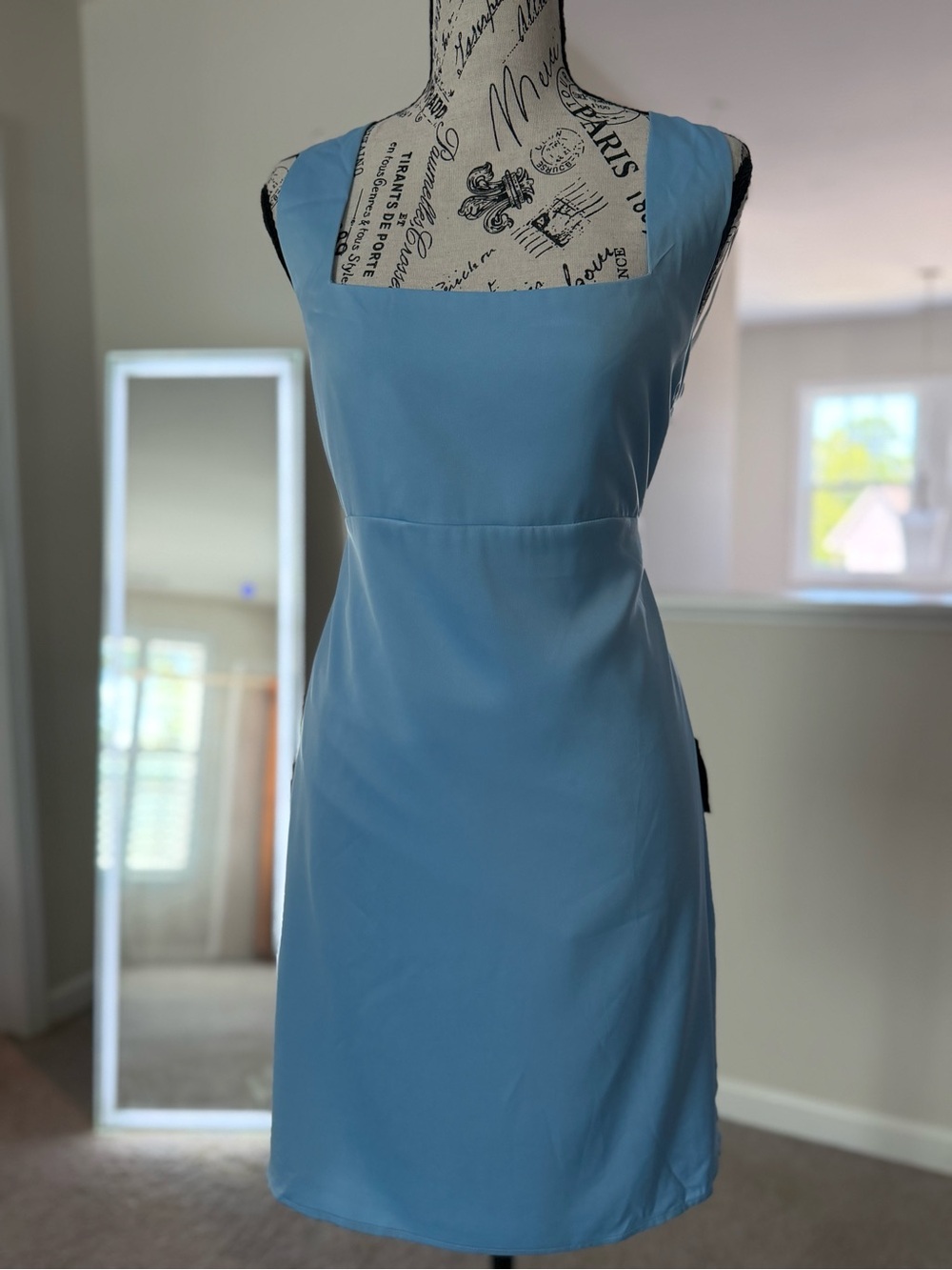 NWT Lulus Truly the Cutest Light Blue Satin Square Neck Mini Dress - Size XL - Picture 7 of 10